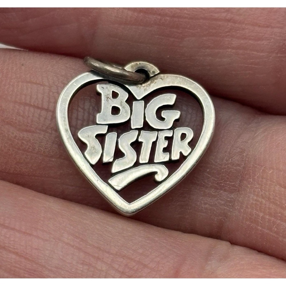 Vintage James Avery Sterling Silver Big Sister Heart Charm Pendant 925